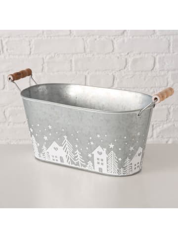 Boltze Osłonka "Skagen" w kolorze jasnoszarym na doniczkę - wys. 17 cm