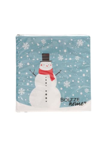 Boltze Servietten "Snowman" in Hellblau/ Weiß - 20 Stück