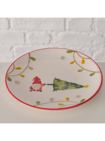 Boltze Talerzyk deserowy "Noelo" w kolorze biało-czerwonym - Ø 15,5 cm