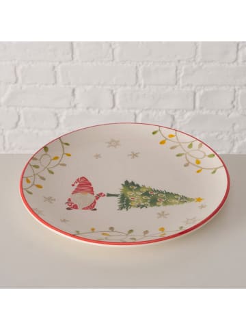 Boltze Servierteller "Noelo" in Weiß/ Rot - Ø 25,7 cm