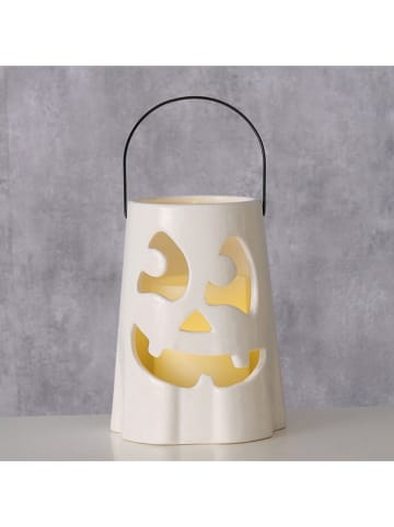 Boltze Windlicht ''Bou'' in Weiß - (H)17,8 x Ø 14 cm