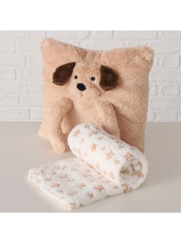 Boltze Kissen "Noah" in Hellbraun/ Weiß - (L)32 x (B)32 cm