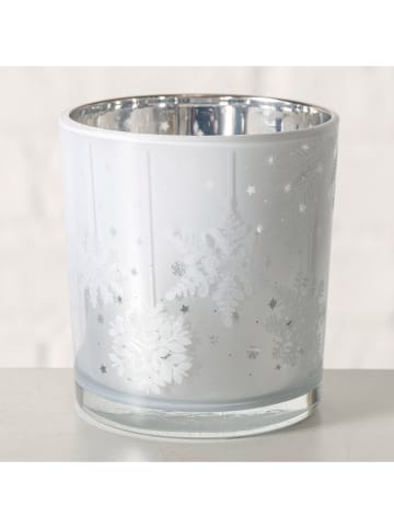 Boltze Windlicht "Gliss" in Silber - (H)8 x Ø 7,3 cm