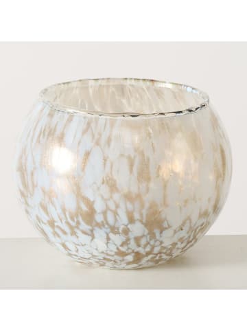 Boltze Windlicht ''Skylar'' in Weiß/ Beige - (H)9 x Ø 10 cm