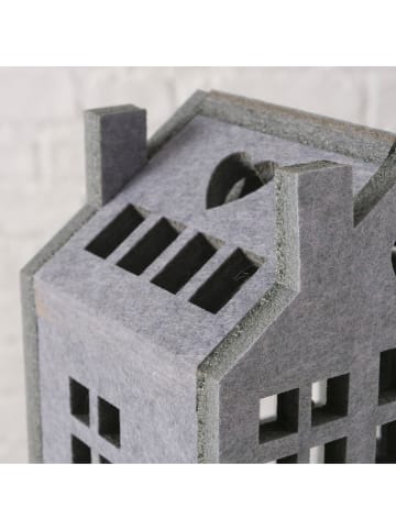 Boltze LED-Dekoaufsteller "Stuga" in Hellgrau - (B)12,7 x (H)20,5 x (T)10 cm