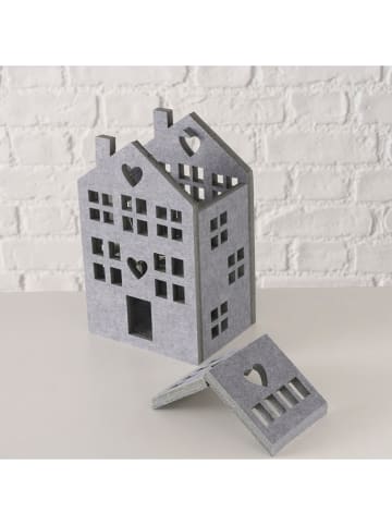 Boltze LED-Dekoaufsteller "Stuga" in Hellgrau - (B)12,7 x (H)20,5 x (T)10 cm