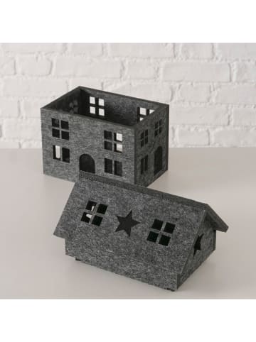 Boltze Dekoracja LED "Stuga" w kolorze szarym - 19 x 21 x 13,5 cm