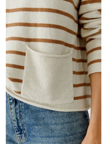 Oui Pullover in Camel/ Creme