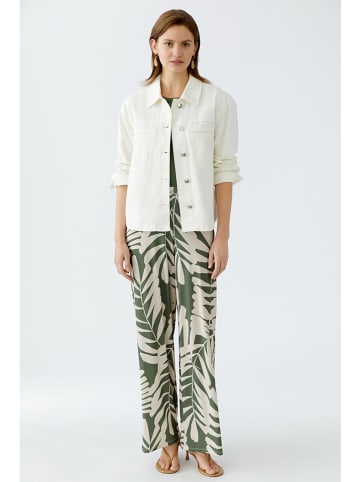 Oui Hose in Grün/ Weiß