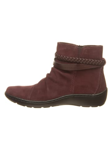 Clarks Leder-Ankle-Boots in Bordeaux