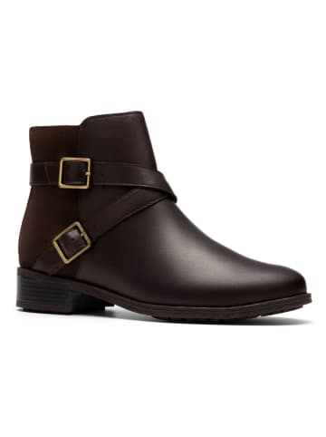 Clarks Leder-Ankle-Boots in Braun