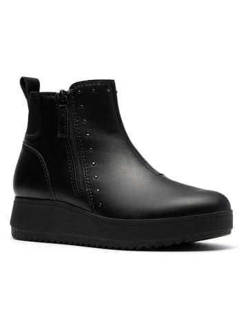 Clarks Leder-Ankle-Boots in Schwarz