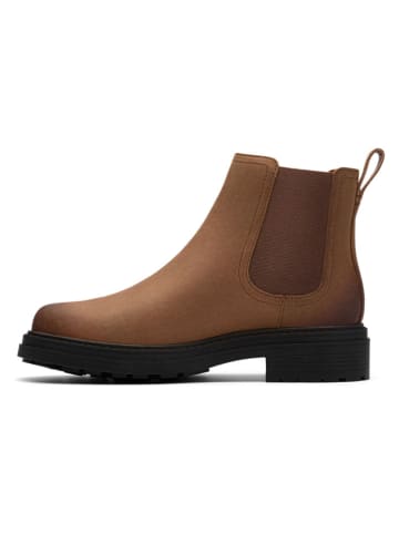 Clarks Leder-Chelsea-Boots in Hellbraun
