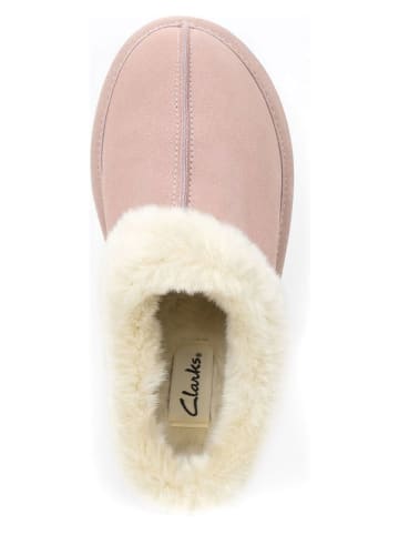 Clarks Skórzane kapcie w kolorze jasnoróżowym
