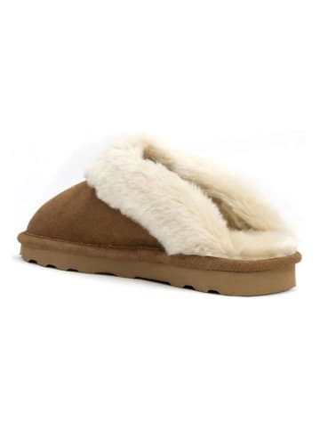 Clarks Leder-Hausschuhe in Hellbraun