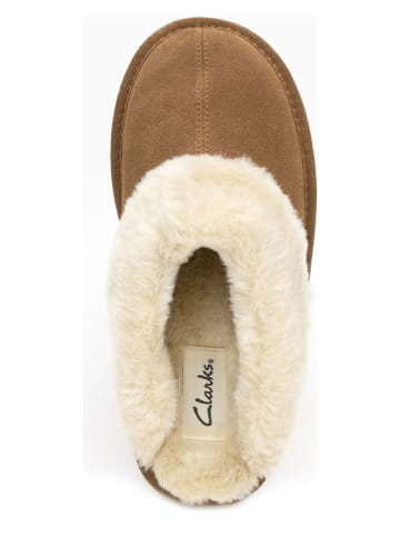 Clarks Skórzane kapcie w kolorze jasnobrązowym