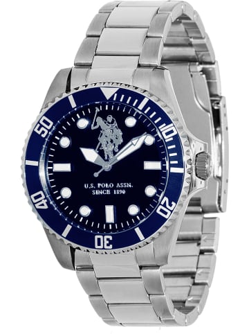 U.S. Polo Assn. Kwartshorloge zilverkleurig/donkerblauw