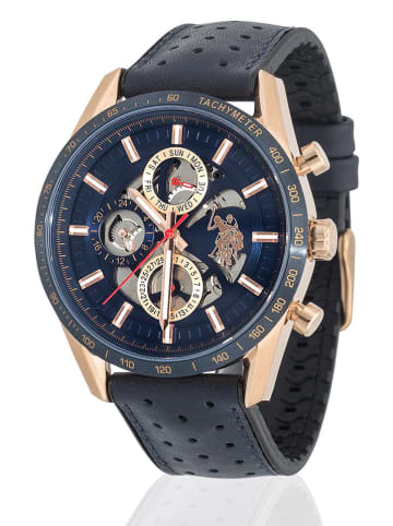 U.S. Polo Assn. Chronograf w kolorze złoto-granatowym
