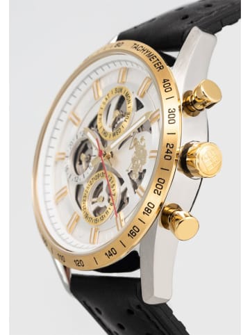 U.S. Polo Assn. Chronograf w kolorze złoto-srebrno-biało-czarnym