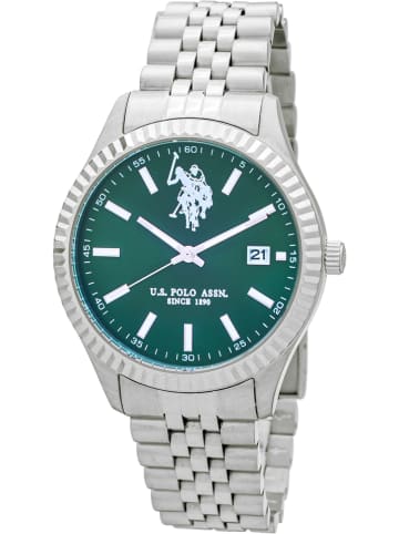 U.S. Polo Assn. Zegarek kwarcowy w kolorze srebrno-zielonym
