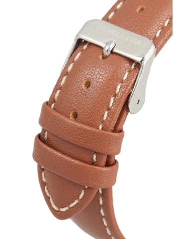 U.S. Polo Assn. Kwartshorloge zilverkleurig/lichtbruin/zwart