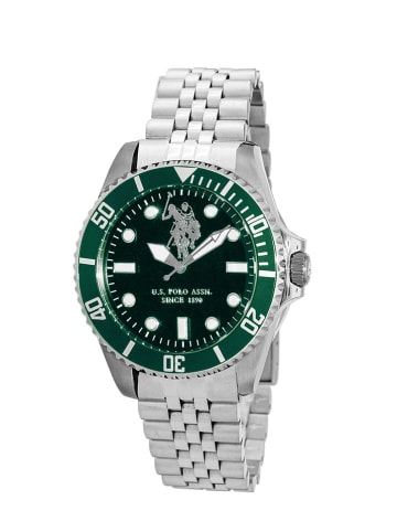 U.S. Polo Assn. Kwartshorloge zilverkleurig/groen