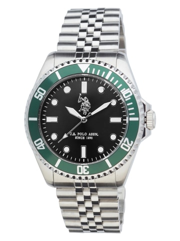 U.S. Polo Assn. Kwartshorloge groen/zilverkleurig