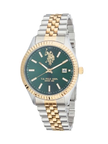 U.S. Polo Assn. Kwartshorloge zilverkleurig/goudkleurig/groen
