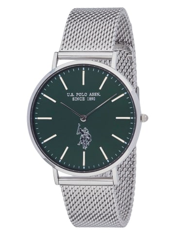 U.S. Polo Assn. Kwartshorloge zilverkleurig/donkergroen