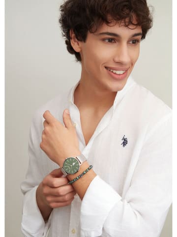 U.S. Polo Assn. Quarzuhr in Silber/ Dunkelgrün