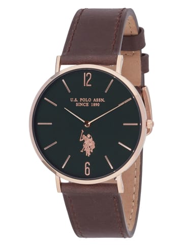 U.S. Polo Assn. Kwartshorloge roségoudkleurig/donkergroen/bruin