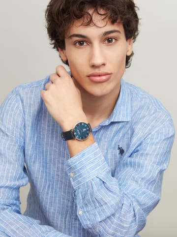 U.S. Polo Assn. Kwartshorloge donkerblauw/zilverkleurig