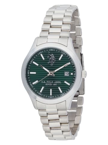 U.S. Polo Assn. Zegarek kwarcowy w kolorze srebrno-ciemnozielonym