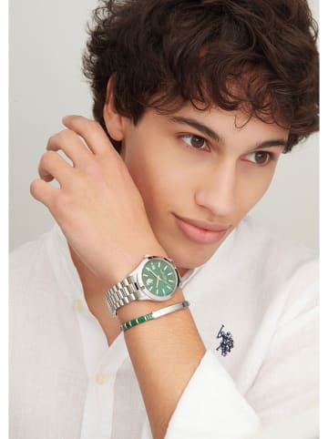 U.S. Polo Assn. Zegarek kwarcowy w kolorze srebrno-ciemnozielonym
