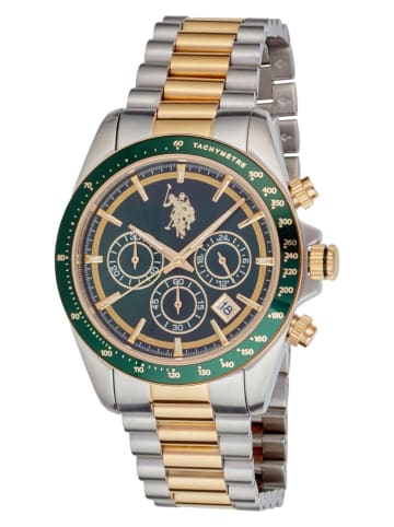 U.S. Polo Assn. Chronograaf zilverkleurig/goudkleurig/groen