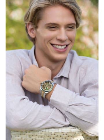 U.S. Polo Assn. Chronograf w kolorze srebrno-złoto-zielonym