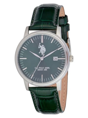 U.S. Polo Assn. Kwartshorloge donkergroen/zilverkleurig