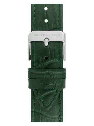 U.S. Polo Assn. Kwartshorloge donkergroen/zilverkleurig