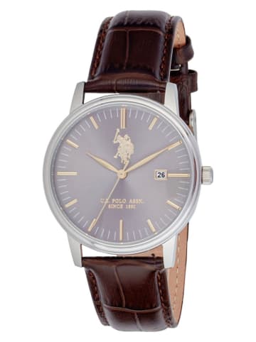 U.S. Polo Assn. Kwartshorloge bruin/zilverkleurig/grijs
