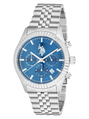 U.S. Polo Assn. Chronograaf zilverkleurig/blauw