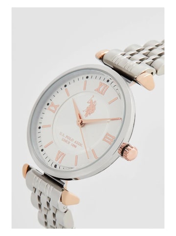 U.S. Polo Assn. Kwartshorloge zilverkleurig/wit