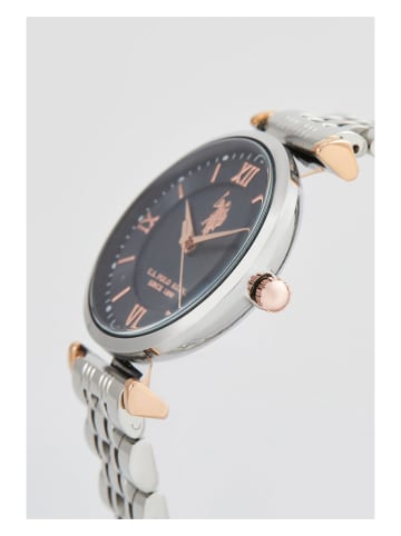 U.S. Polo Assn. Quarzuhr in Silber/ Dunkelblau