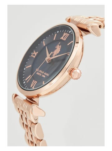 U.S. Polo Assn. Quarzuhr in Roségold/ Dunkelblau