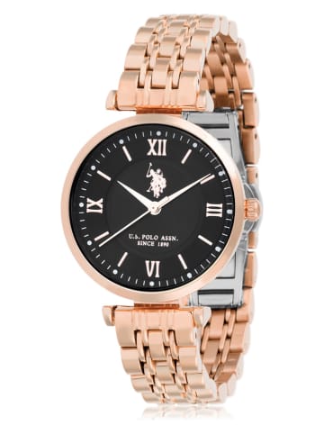 U.S. Polo Assn. Quarzuhr in Roségold/ Schwarz