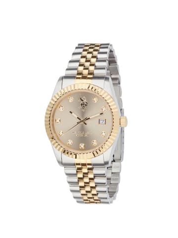 U.S. Polo Assn. Kwartshorloge zilverkleurig/goudkleurig/beige