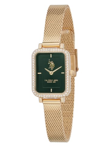 U.S. Polo Assn. Kwartshorloge goudkleurig/donkergroen