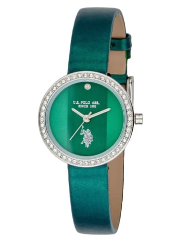U.S. Polo Assn. Zegarek kwarcowy w kolorze srebrno-zielonym