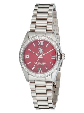 U.S. Polo Assn. Quarzuhr in Silber/ Rot