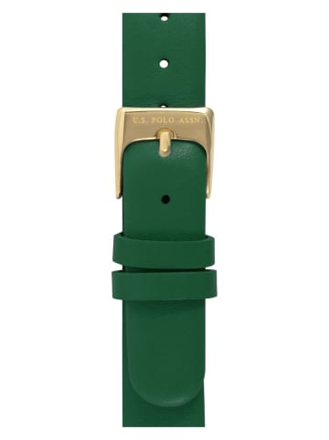 U.S. Polo Assn. Quarzuhr in Dunkelgrün/ Gold/ Weiß