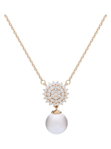 U.S. Polo Assn. Pozłacany naszyjnik perłą i kryształami - dł. 40 cm